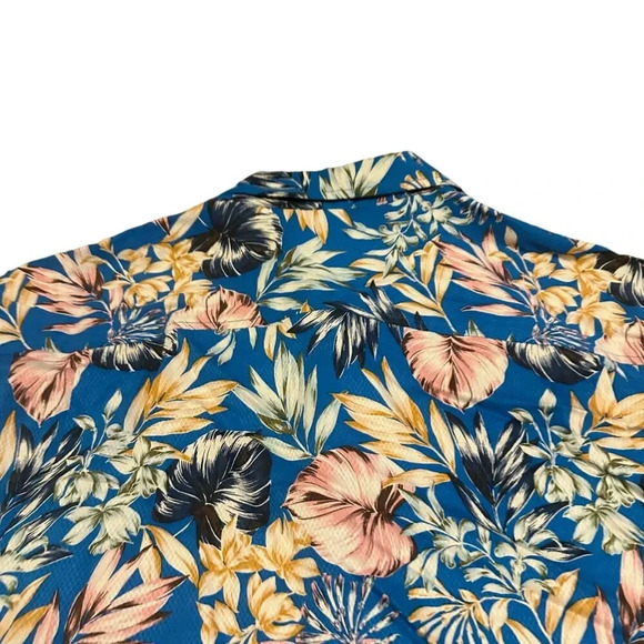 Tommy Bahama Uluru Fronds Silk Camp Shirt Picasso Blue Floral Button-Down XL Men - Picture 7 of 10